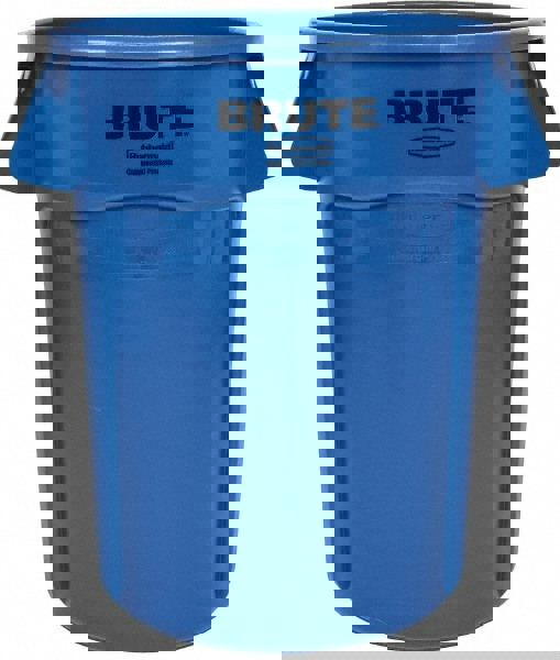 Vented Round Brute Container, 44 gal, Plastic, Blue